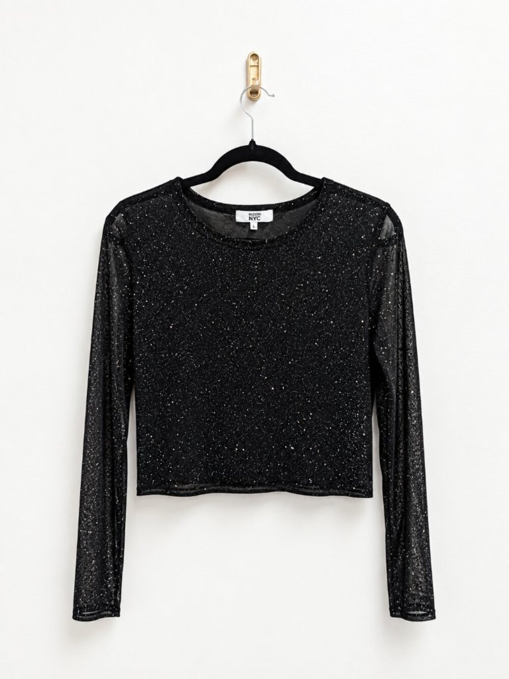 Madden NYC Long-Sleeve Sparkle Top